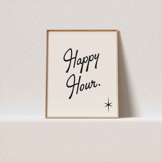 Happy Hour Mid-Century Typography Art Print