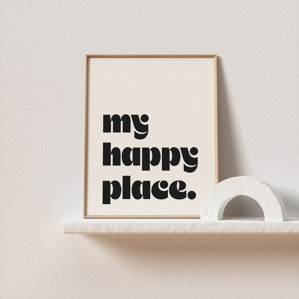 My Happy Place Groovy Lowercase Bold Typography Joyful Wall Poster - Image 3