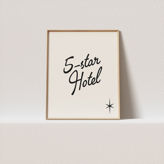 Retro Poster 5 Star Hotel Stunning Mid Century Typography A Must Have For Your Gallery Wall A Click Away To Be Yours Forever