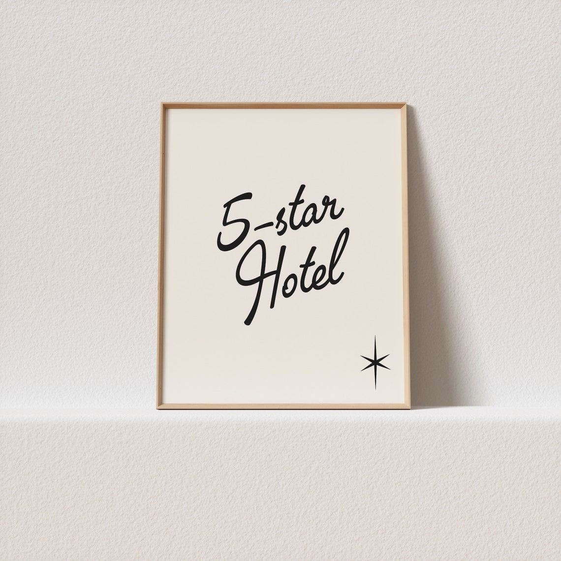 5 Star Hotel Script Typography Poster Cream Retro Star Accent Art