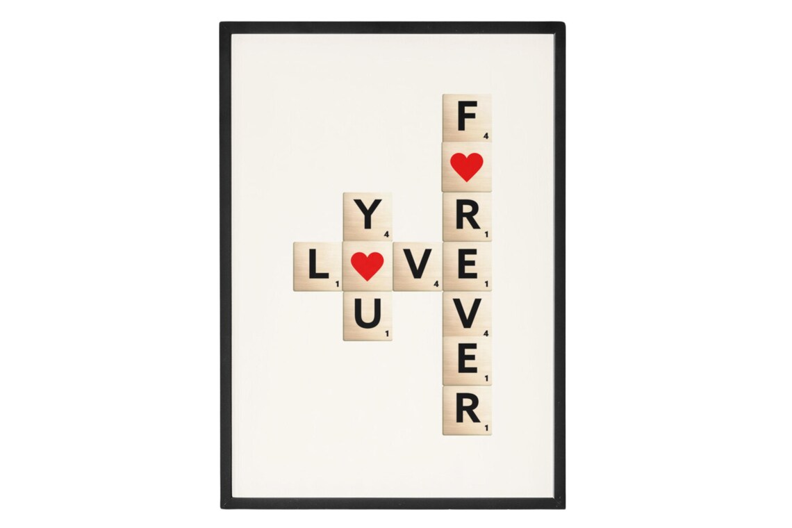 Love Forever Scrabble Tile Heart Art Romantic Bedroom Decor Poster - Image 4