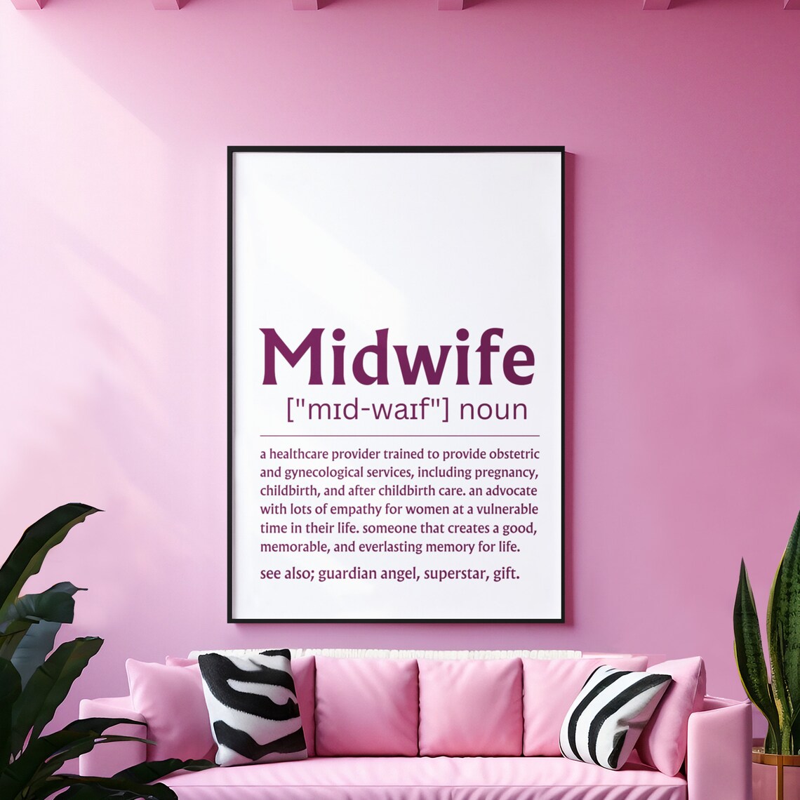 Midwife Dictionary Definition Poster Guardian Angel Superstar Gift - Image 2
