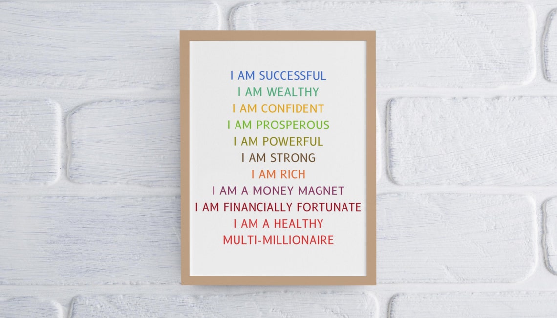 I Am Affirmations Wealth Abundance Positive Mindset Quote Poster - Image 5
