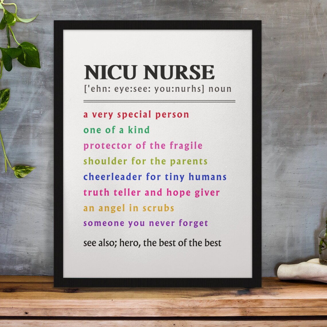 NICU Nurse Definition Colorful Nurse Appreciation Gift Poster - Image 2