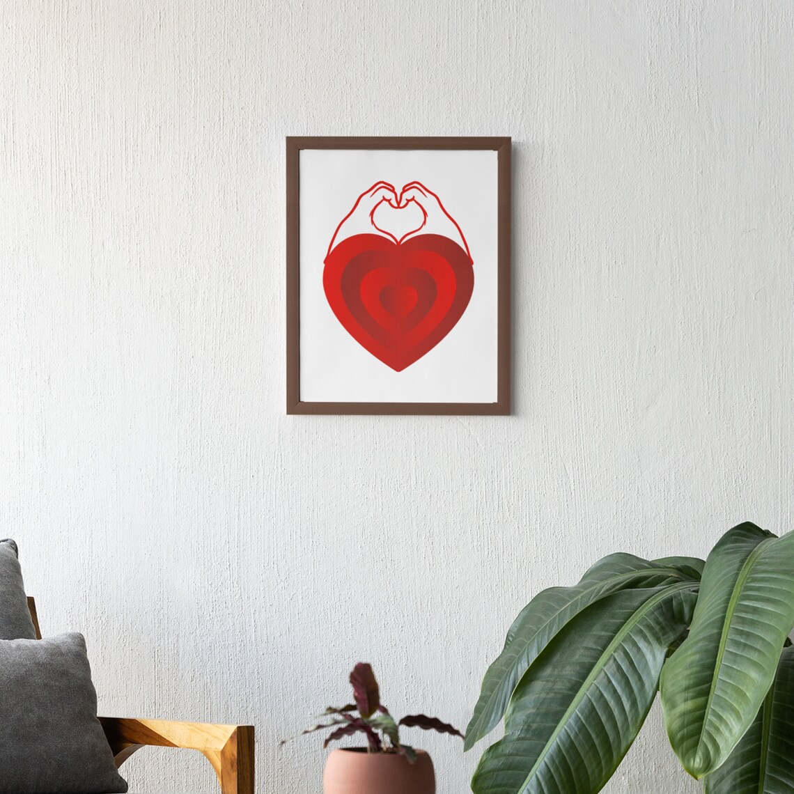 Red Heart Hand Heart Modern Valentine Love Decorative Poster
