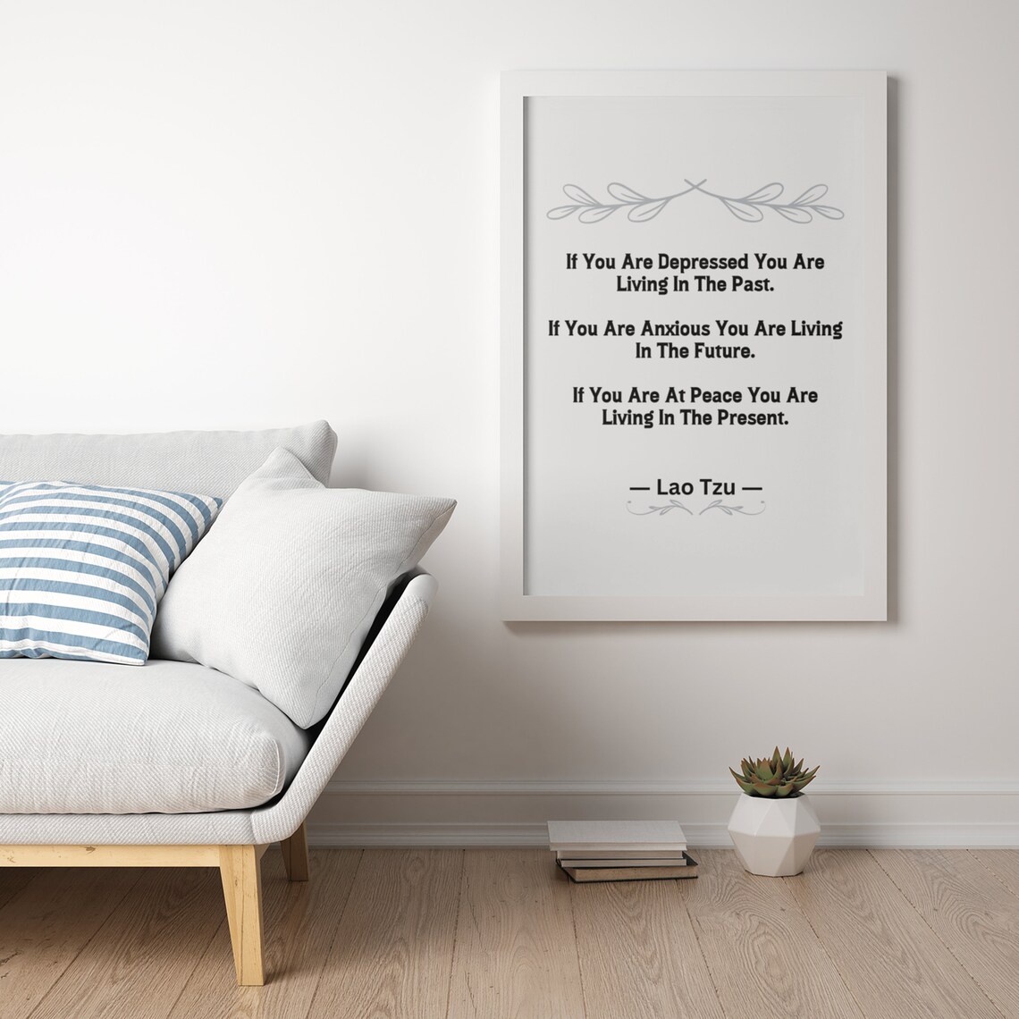 Lao Tzu Living In The Past Future Present Peace Quote Wisdom Poster - Image 2