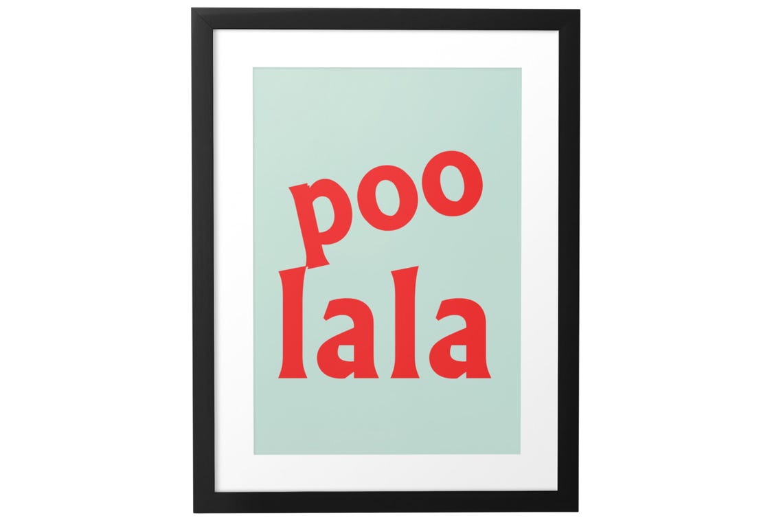 Poo Lala Red Typography Mint Background Fun Playful Wall Decor Poster - Image 4