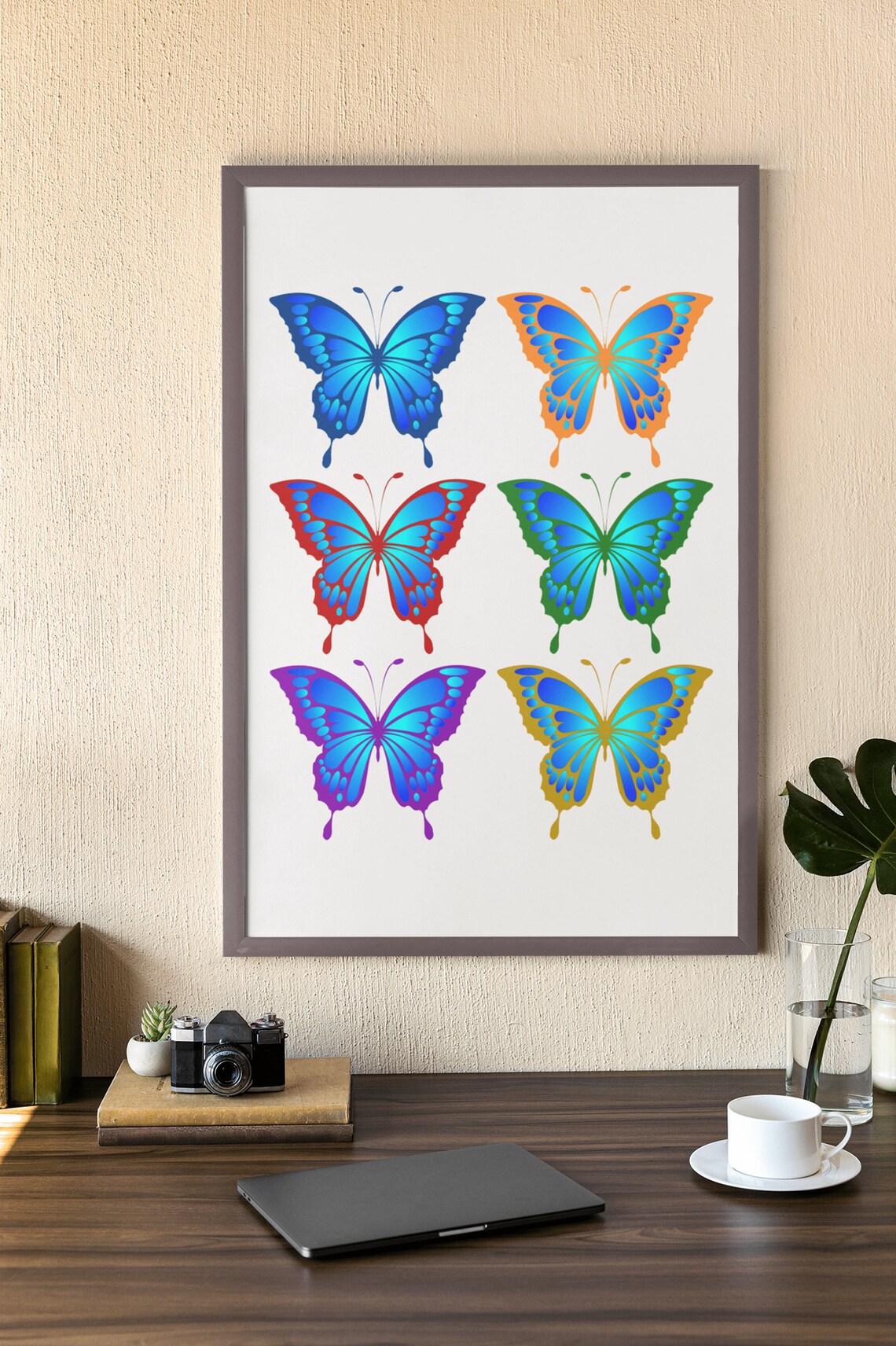 Colorful Butterfly Grid Rainbow Insects Dorm Room Wall Poster - Image 5