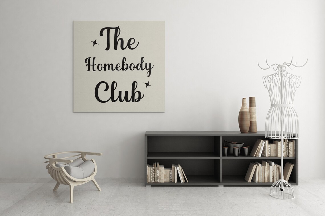The Homebody Club Script Funny Introvert Gift Cream Wall Poster - Image 5
