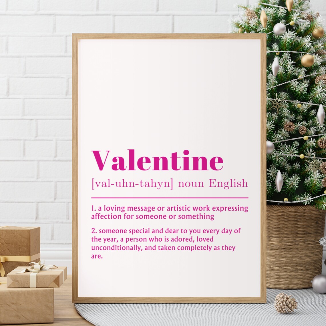Valentine Definition Print, Pink Wall Art Poster