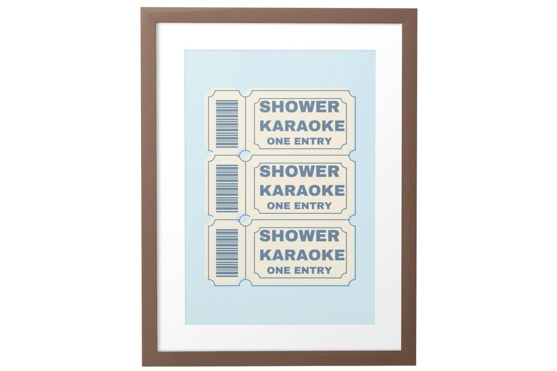 Shower Karaoke Ticket Funny Bathroom Wall Decor Musical Humor Poster - Image 9