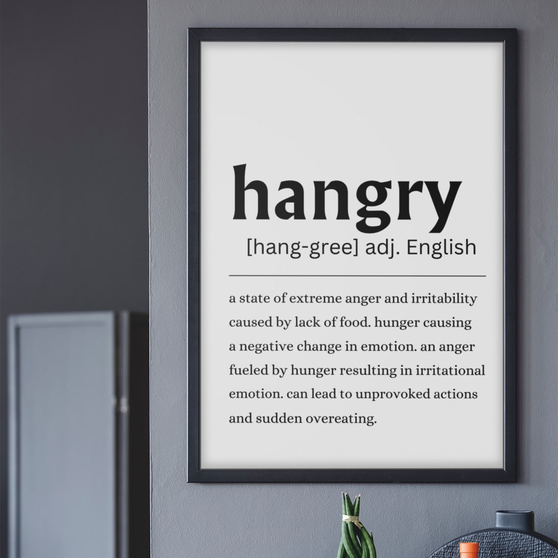 Hangry Funny Definition Kitchen Food Quote Humor Wall Poster - Image 5