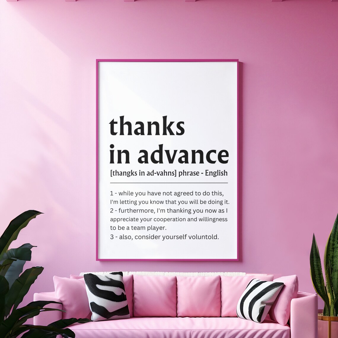 Thanks in Advance Funny Office Quote Definition Coworker Wall Poster - Image 9