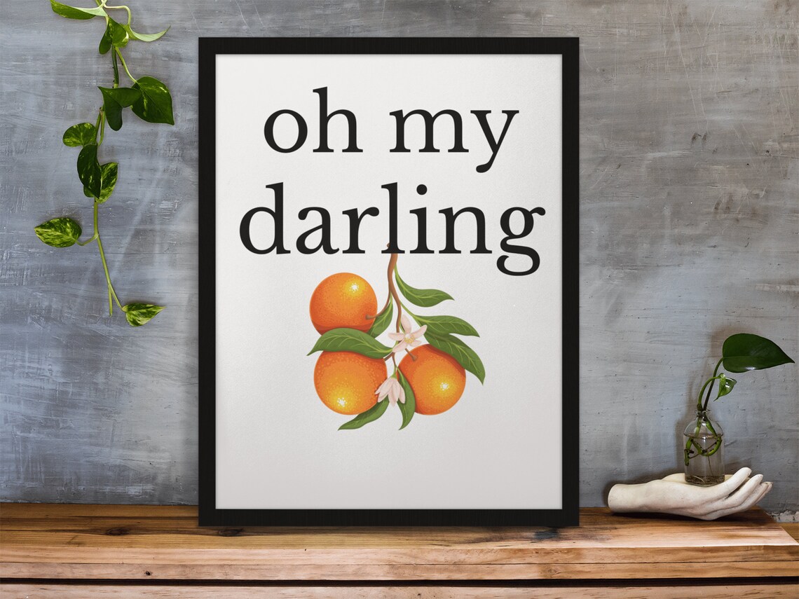 Oh My Darling Orange Branch Illustration Kitchen Wall Decor Art Poster - Image 3