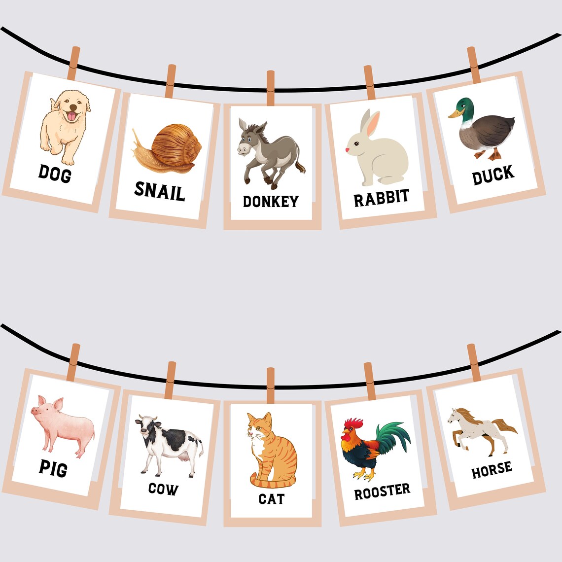 Farm Animals Flash Cards, Nursery Wall Poster - Image 4