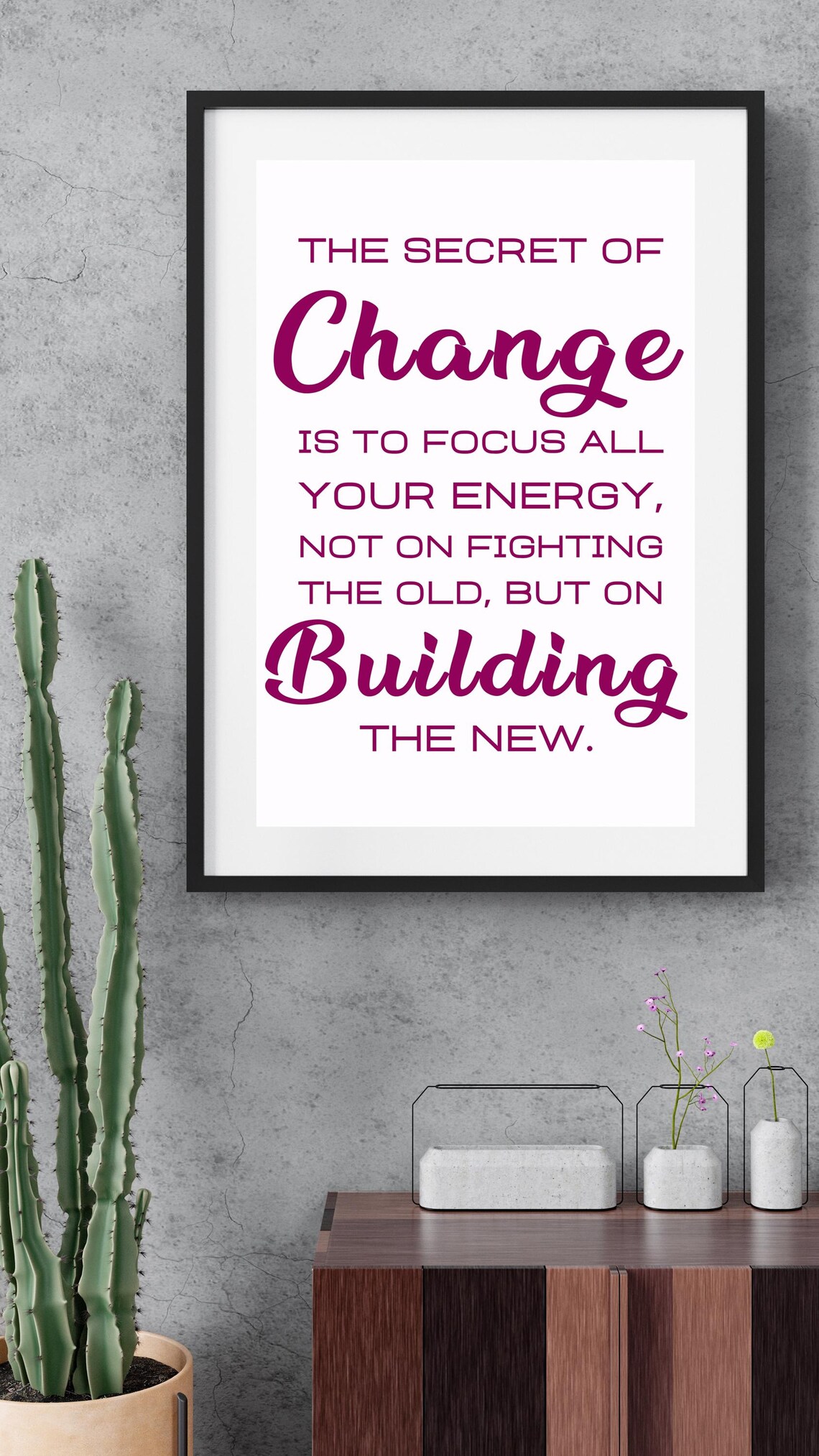 The Secret Of Change Focus Your Energy Inspirational Quote Poster - Image 2