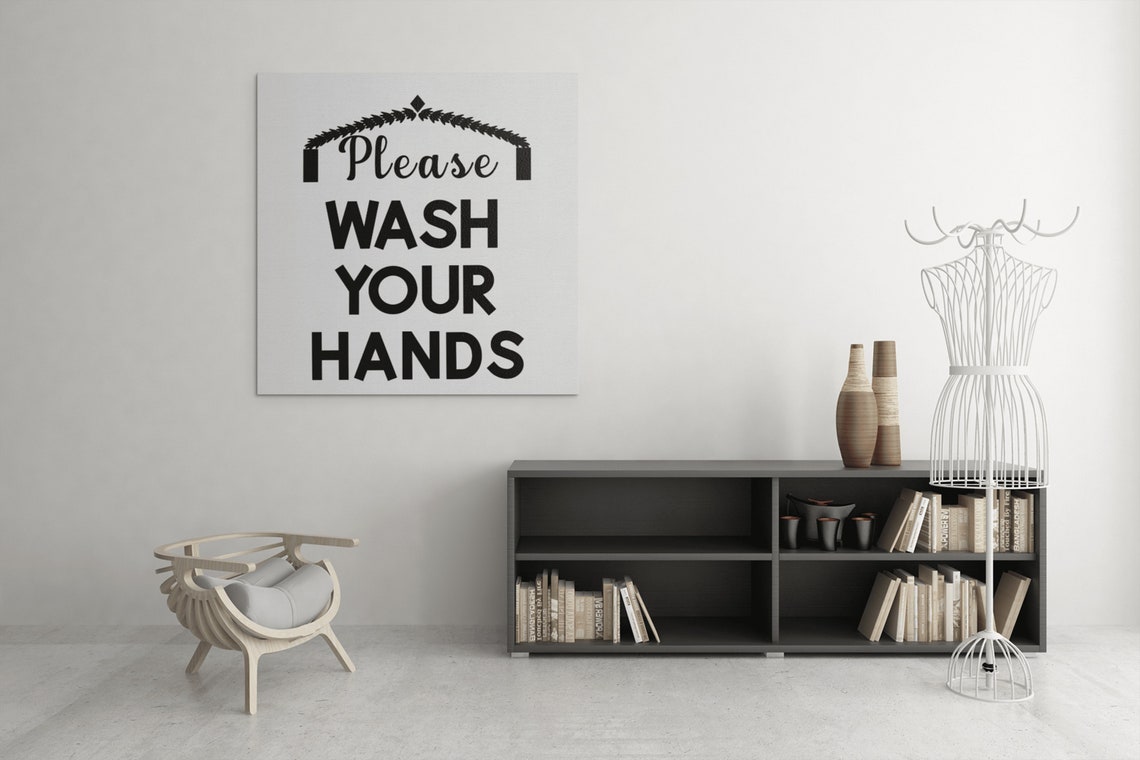 Please Wash Your Hands Elegant Script Black Framed Bathroom Poster - Image 5