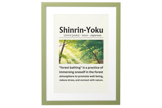 Shinrin Yoku Definition Print Forest Bathing Meaning Japanese Dictionary Artwork Wall Art Typography Poster