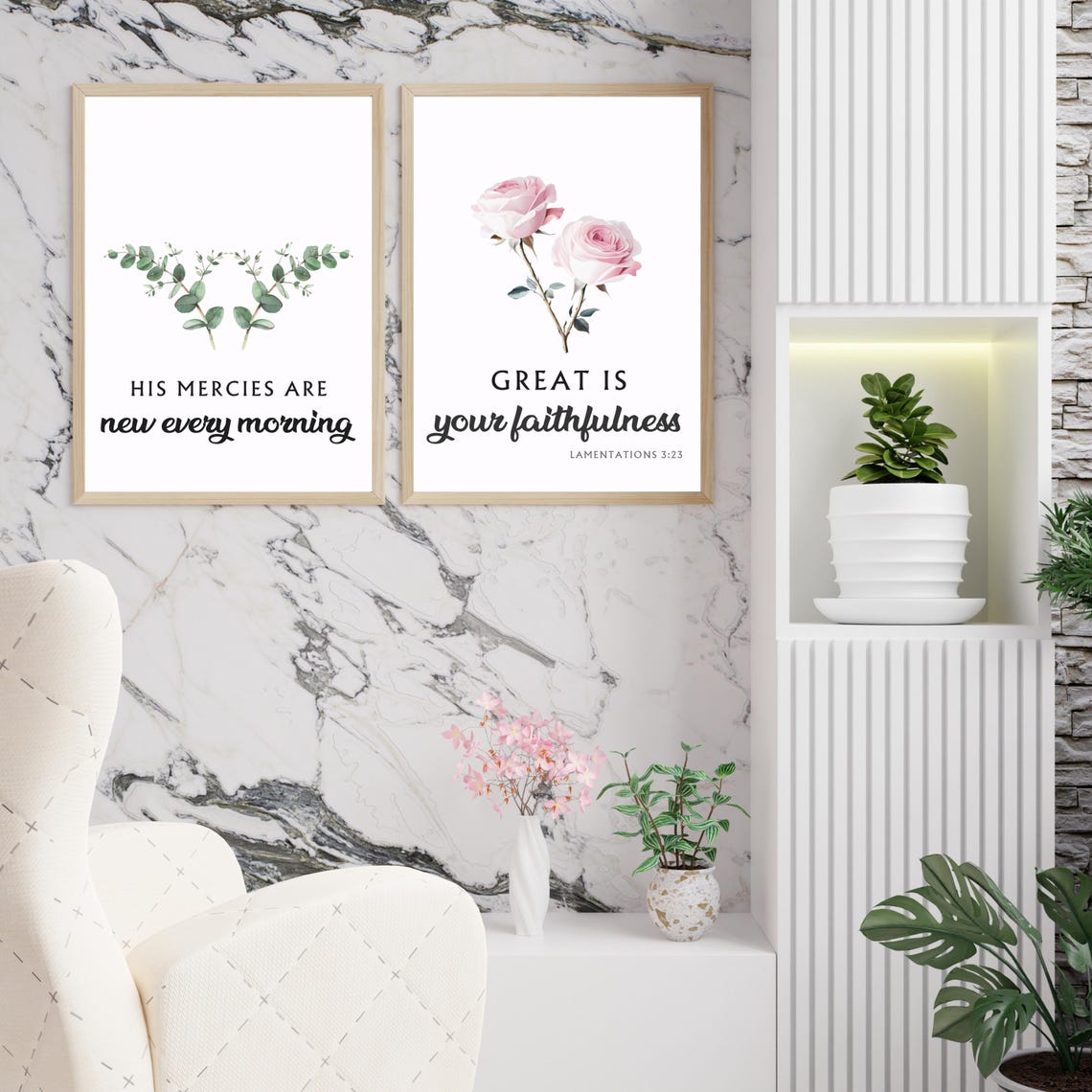 Bible Verse Wall Art Lamentations 323 Scripture Artwork His Mercies Are New Quote Print 5x7 8x10 16x20 18x24 20x24 - Image 4