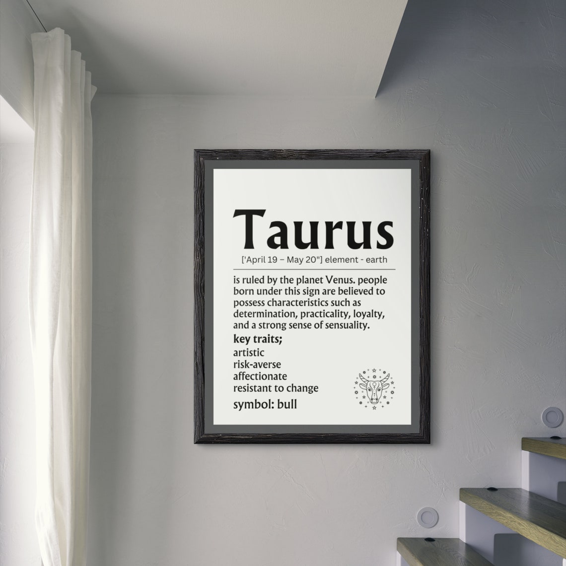 Taurus Zodiac Definition Sign Bull Symbol Earth Sign Wall Poster - Image 8