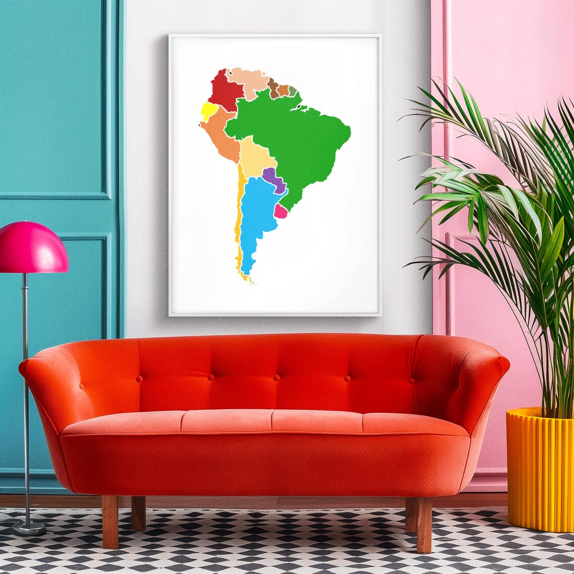 South America Colorful Country Map Educational Geography Poster - Image 3