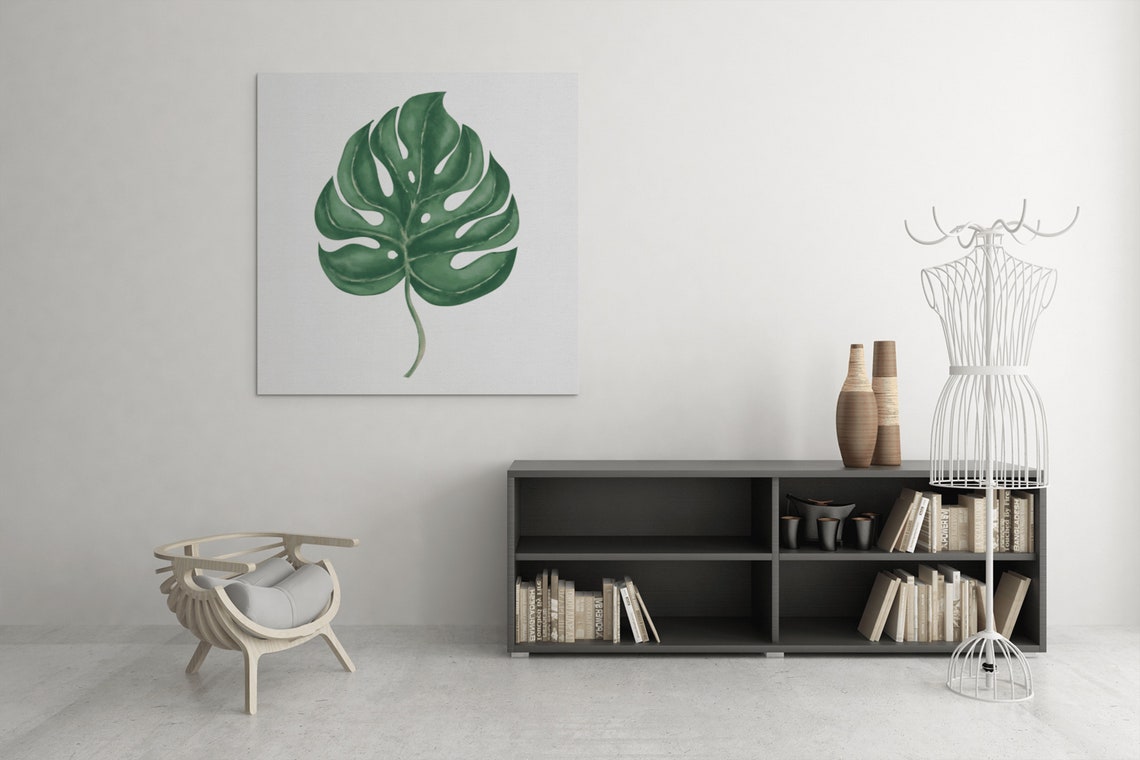 Monstera Leaf Watercolor Botanical Green Tropical Leaf Poster - Image 10