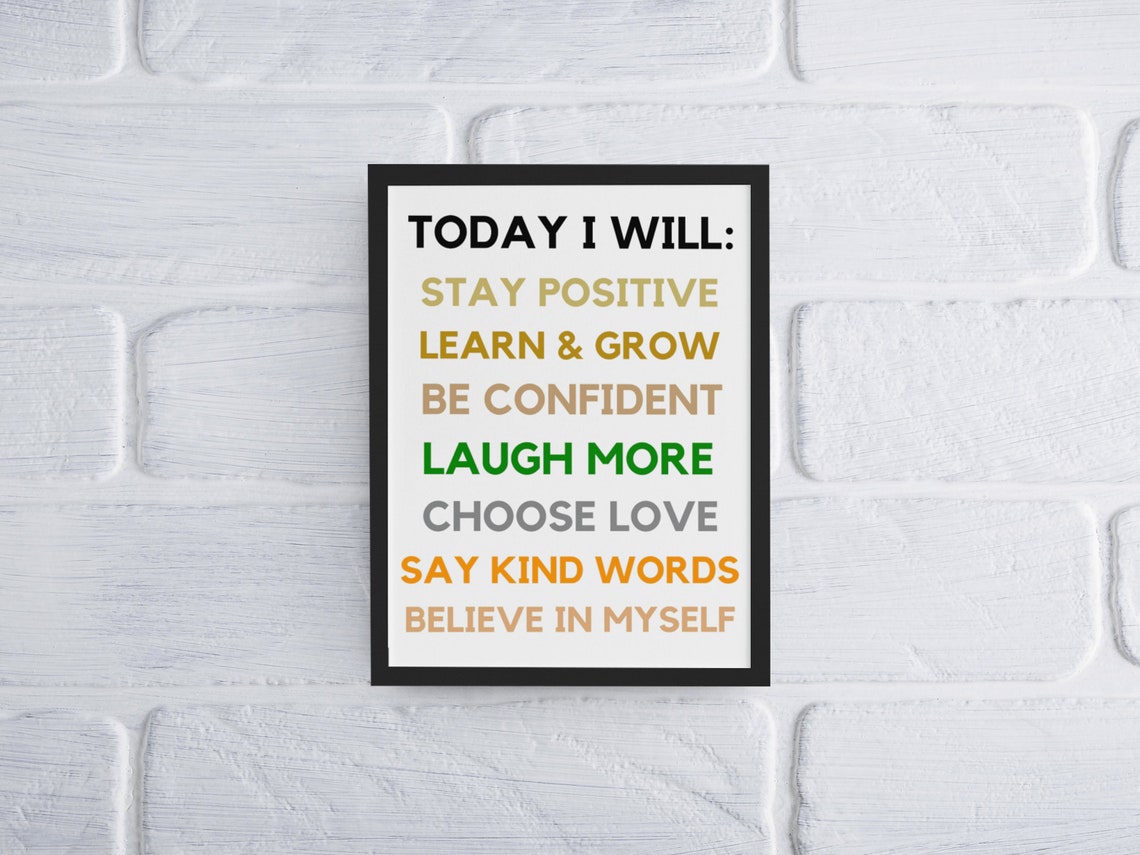 Today I Will Stay Positive Learn And Grow Set Of 4 Kids Poster Bundle - Image 5