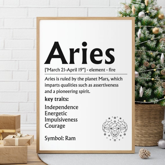 Aries Definition Poster Aries Gift Aries Print Zodiac Gifts Aries Birthday Gift Astrology Gifts Zodiac Sign