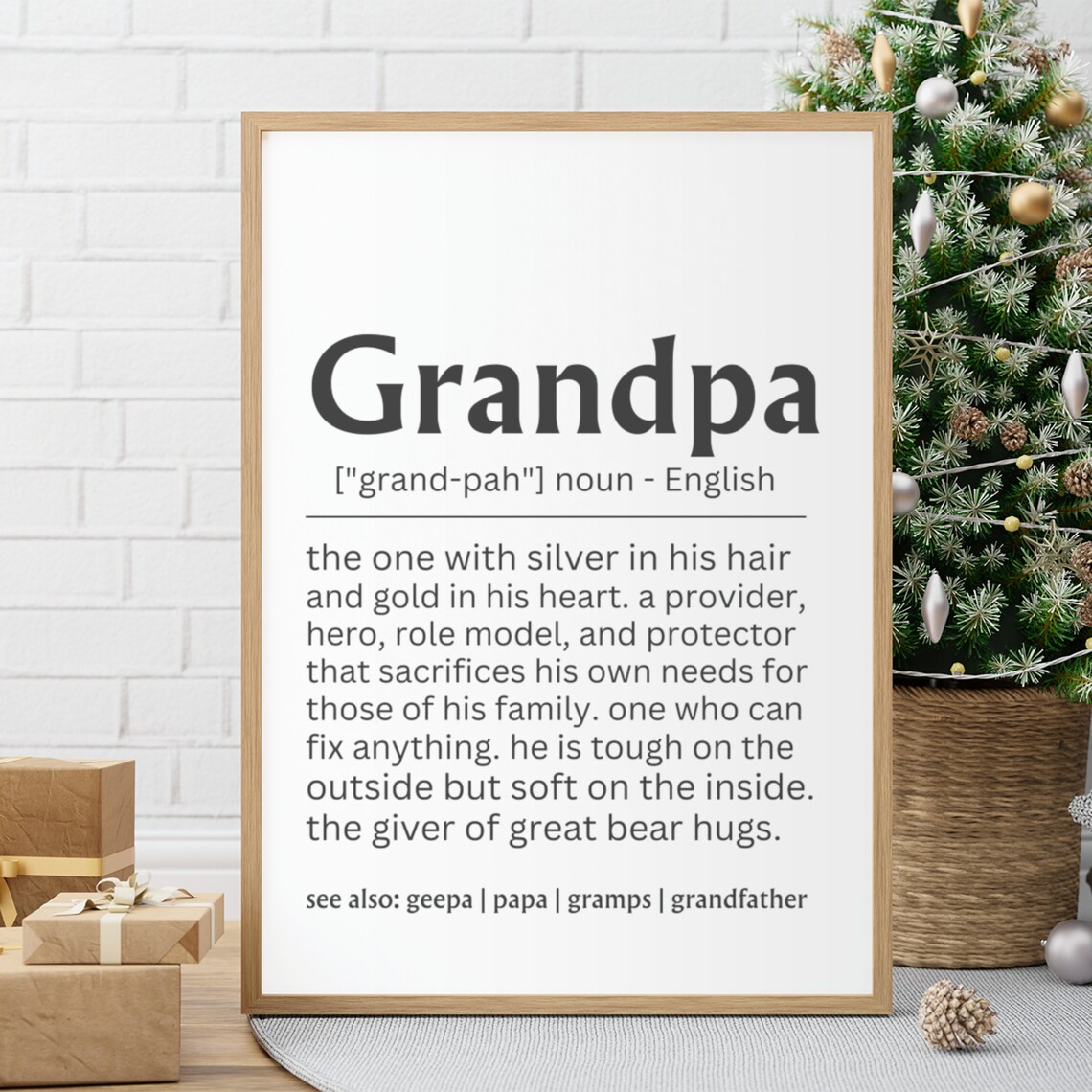 Grandpa Definition Christmas Gift, Family Wall Art Print - Image 3