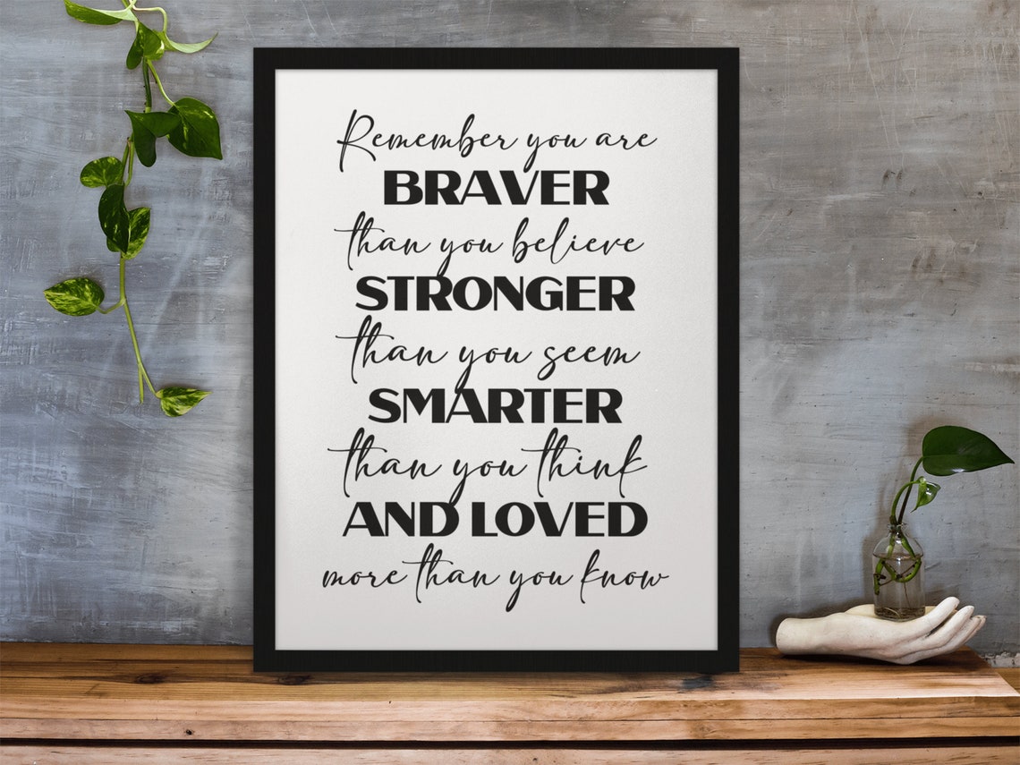 Braver Stronger Smarter Loved Colorful Affirmation Quote Poster - Image 9