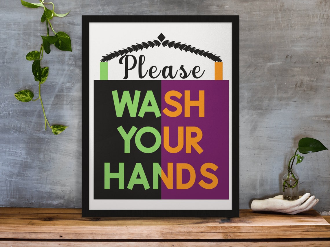 Please Wash Your Hands Funny Colorful Bathroom Wall Sign Poster - Image 2