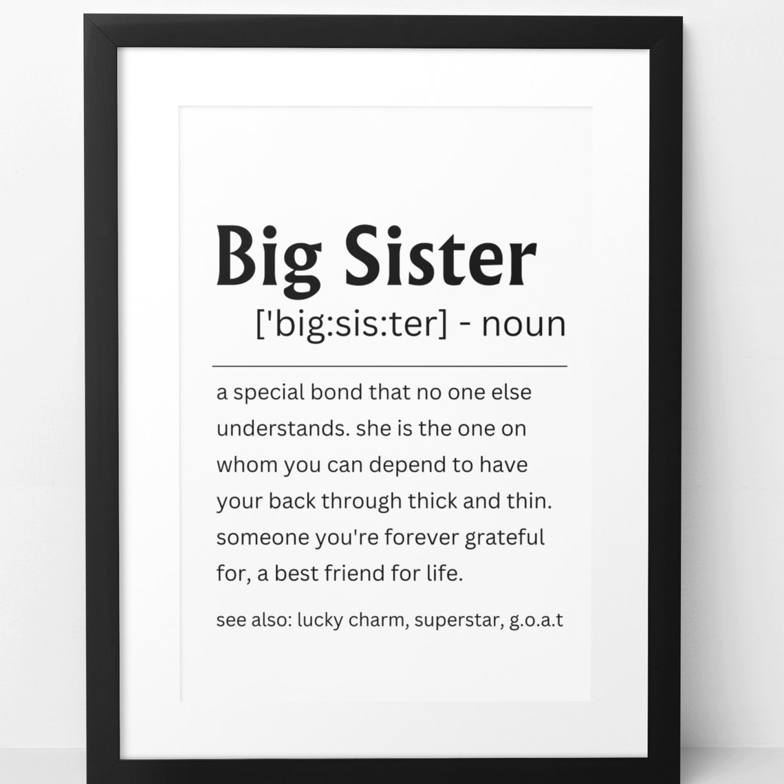 Big Sister Definition Sign Best Friend For Life Gift Wall Poster - Image 8