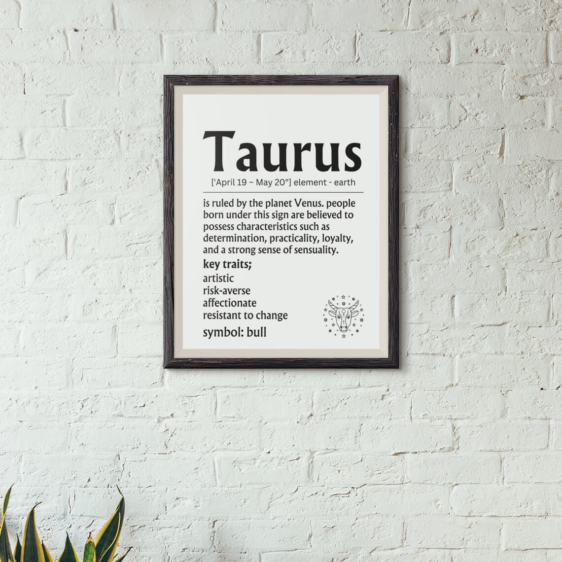 Taurus Zodiac Definition Sign Bull Symbol Earth Sign Wall Poster - Image 7