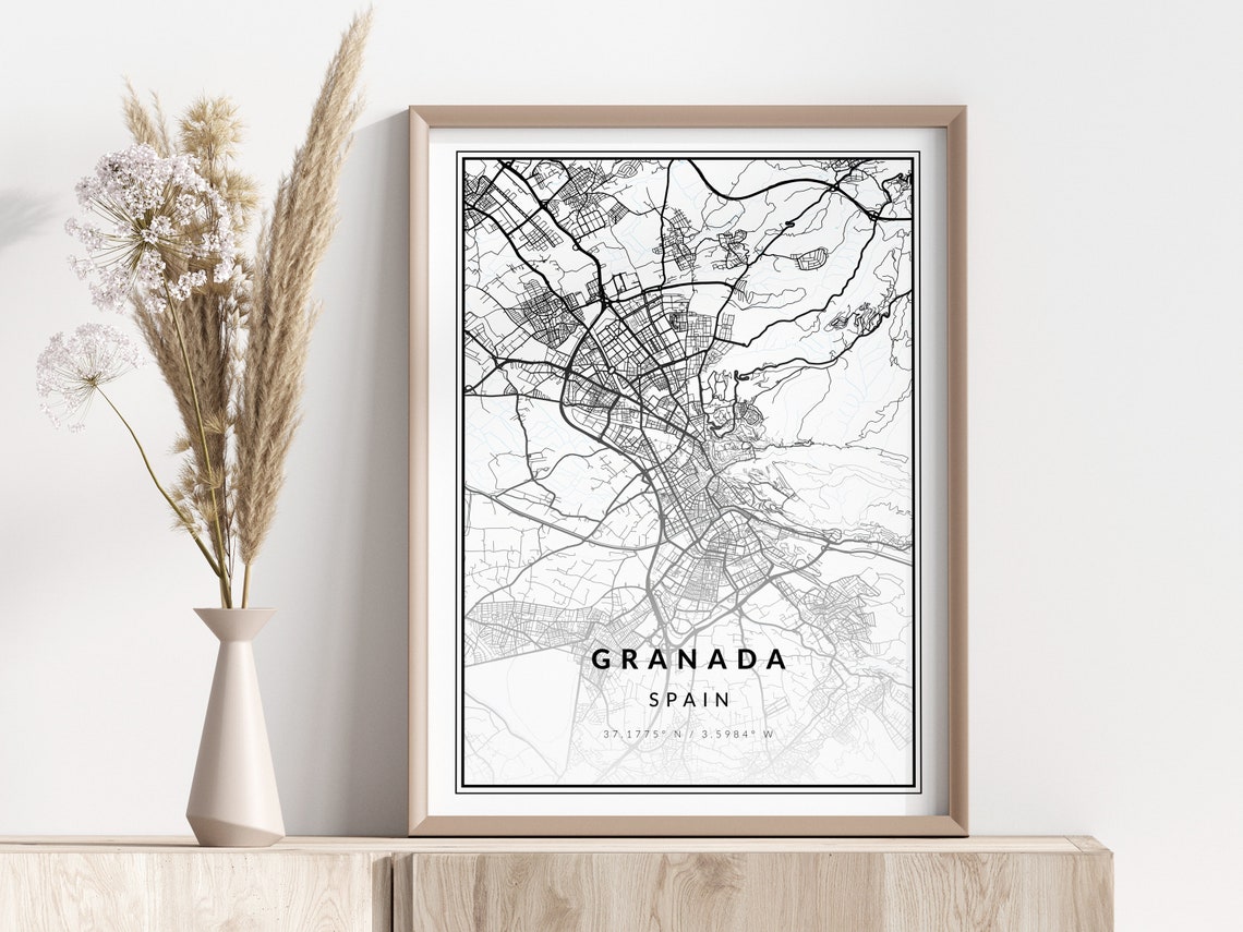 Granada Spain Andalusia Minimalist City Street Map Art Poster