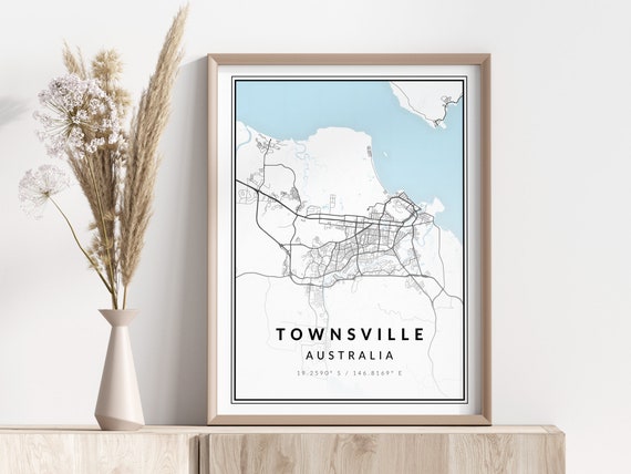 Townsville Map Print Poster Wall Art Geographic