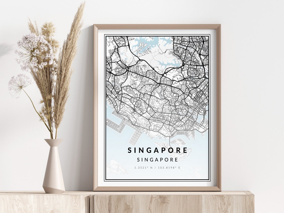 Singapore City Map Print Poster Wall Art Geographic