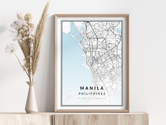 Manila City Map Print Poster Wall Art Geographic