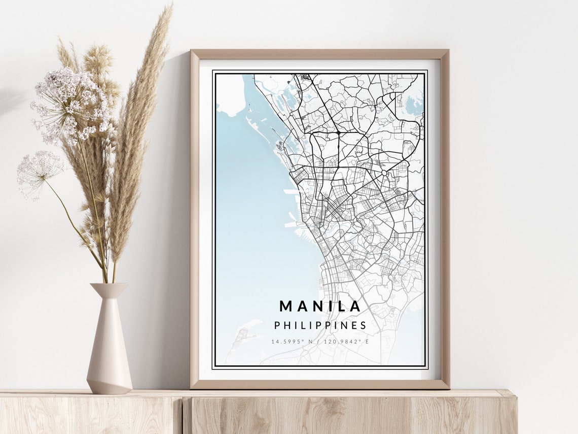 Manila City Map Print Poster Wall Art Geographic