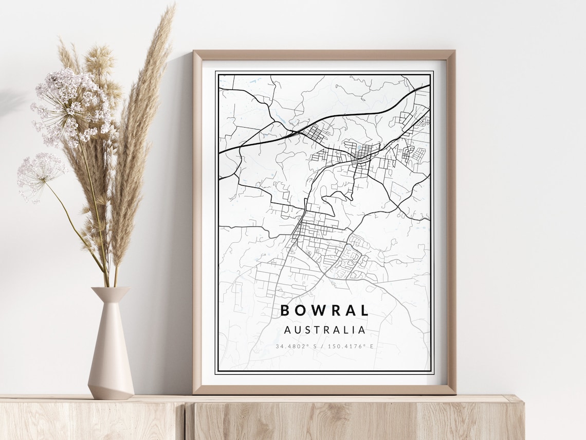Bowral Australia Southern Highlands City Street Map Art Print