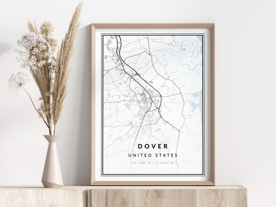 Dover City Map Print Poster Wall Art Geographic