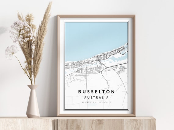 Busselton City Map Print Poster Wall Art Geographic