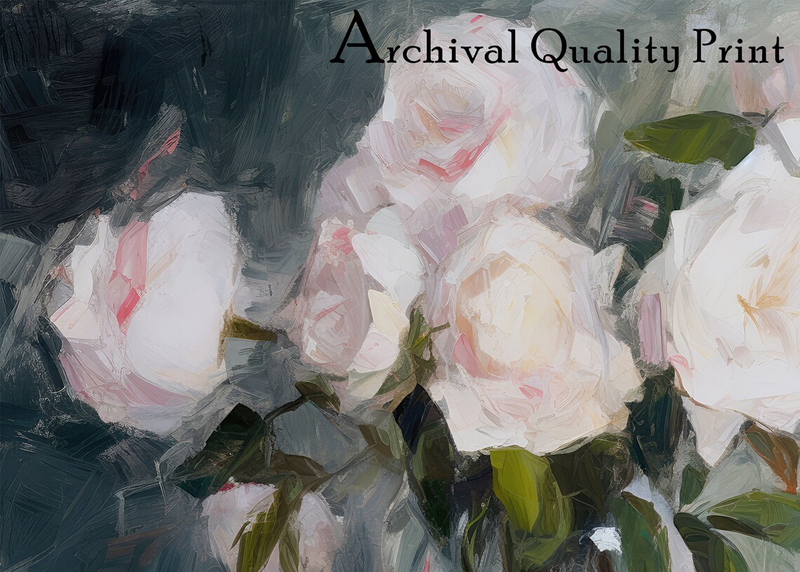 Floral Still Life Dining Room Art Rosein Vase Print Oil Painting Impressionist Flowers Feminine Art Shelf Wall Art Gallery Wall Art - Image 3