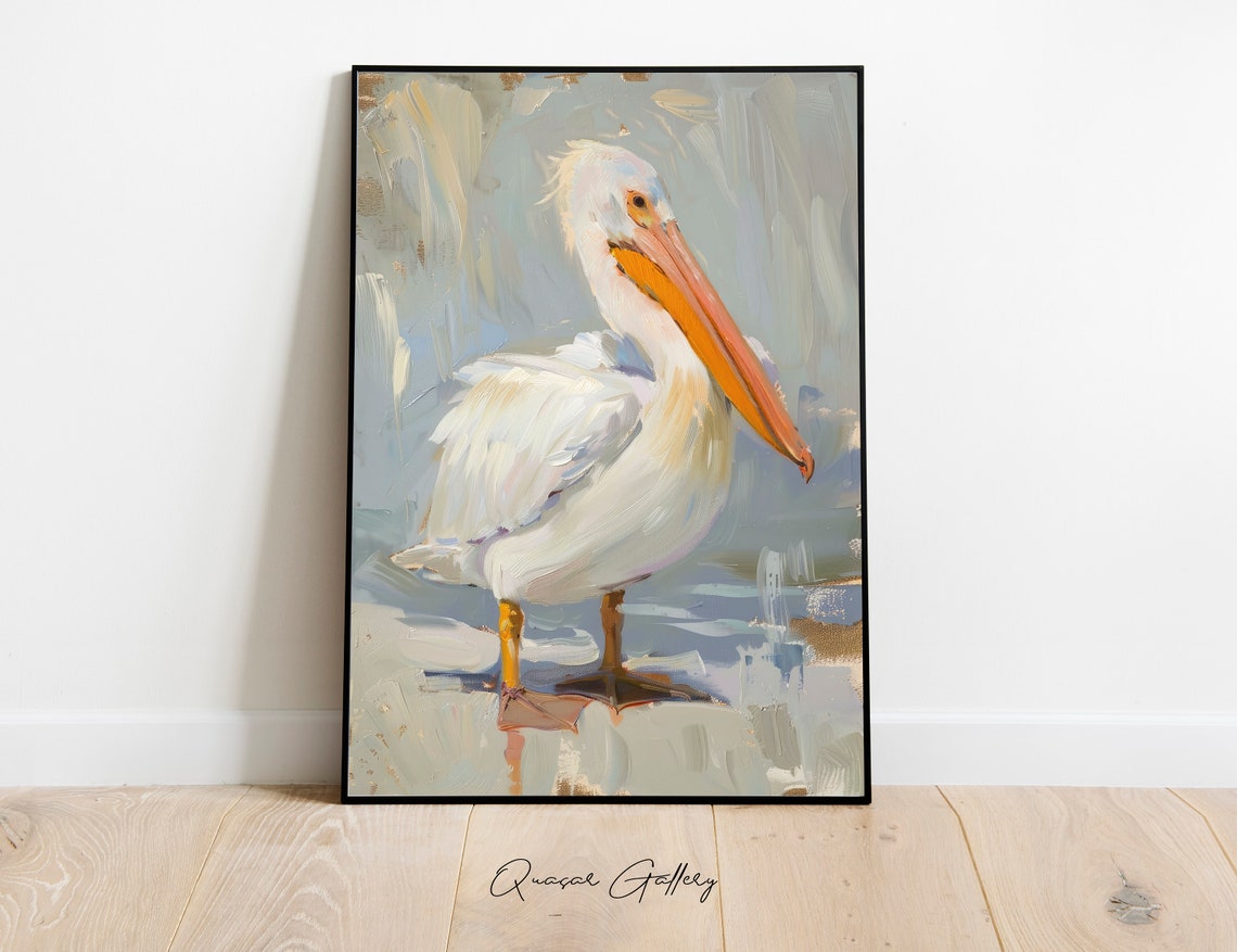 Pelican Art Print, Coastal Cottage Charm - Image 3