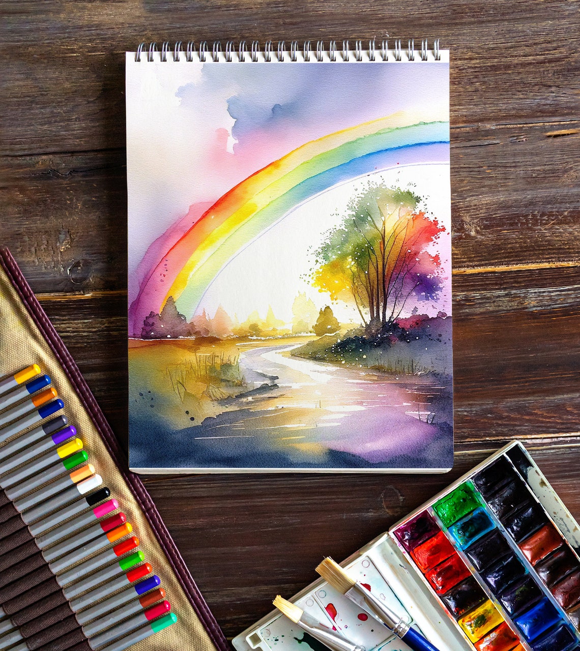 Rainbow Landscape Art Print - Image 4