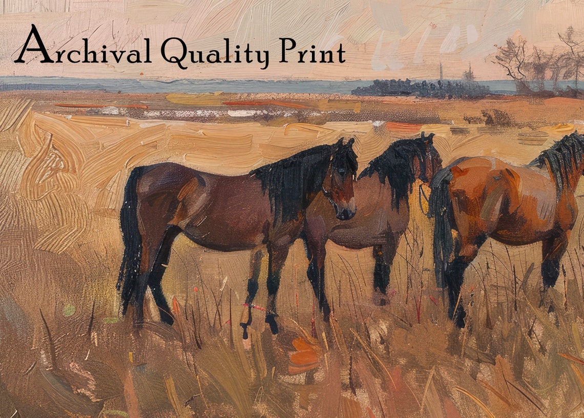 Horses Print Equestrian Decor Oil Painting Rural Art Country Charm Artwork Horse Wall Art Horse Art Print Wildlife Art - Image 4
