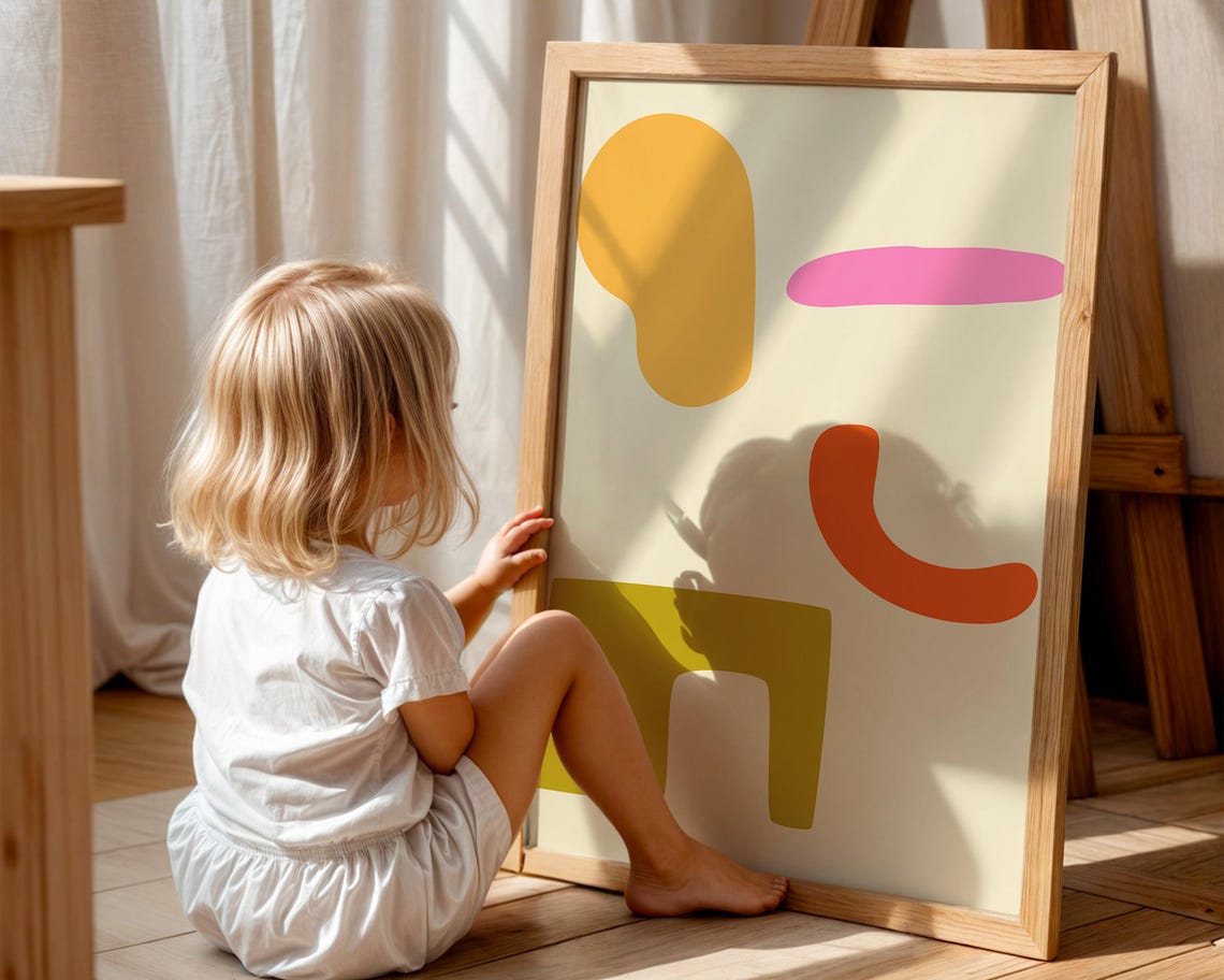 Colorful Abstract Shapes Print Modern Wall Art Canvas Decor