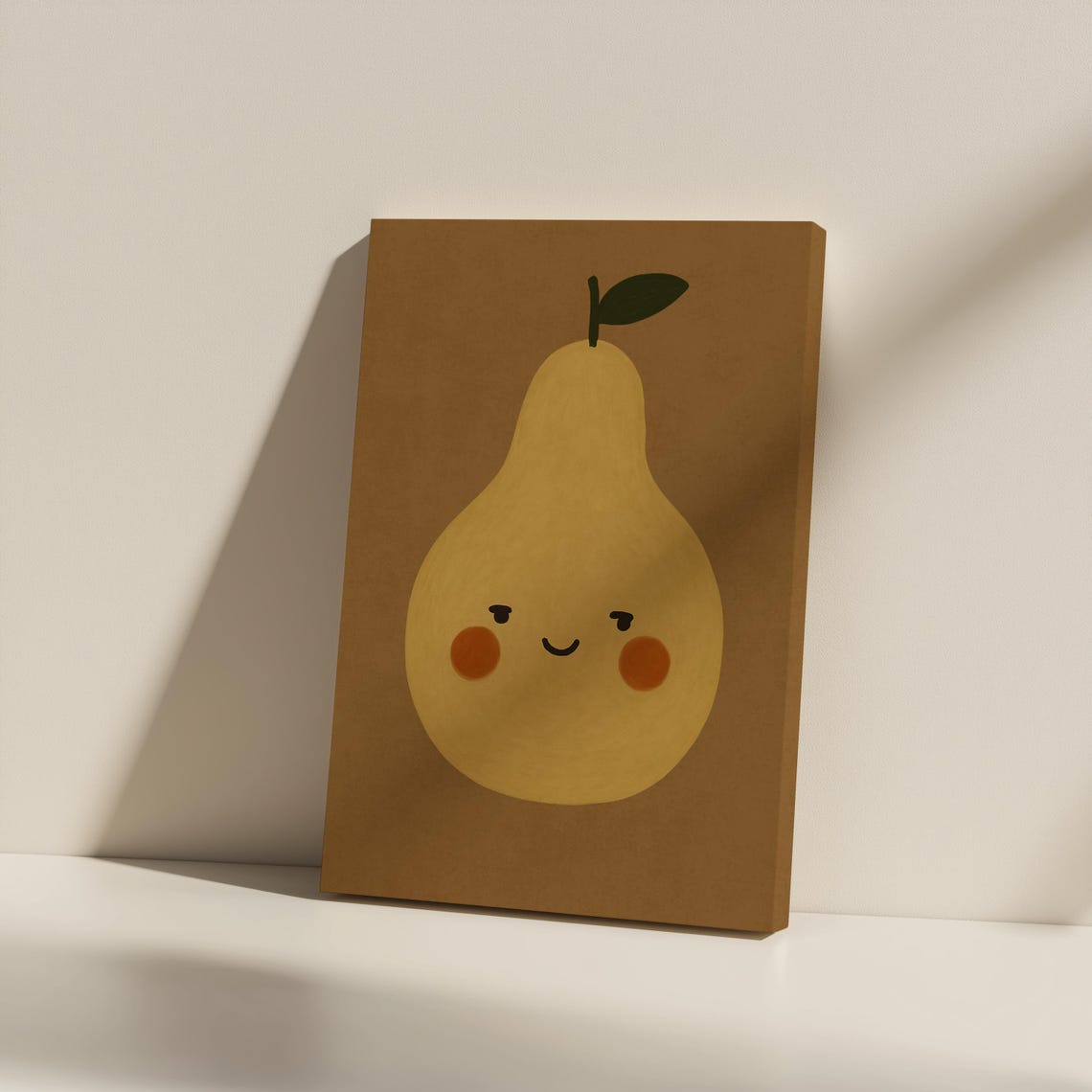 Smiling Pear Cute Fruit Face Nursery Kids Kitchen Art Poster
