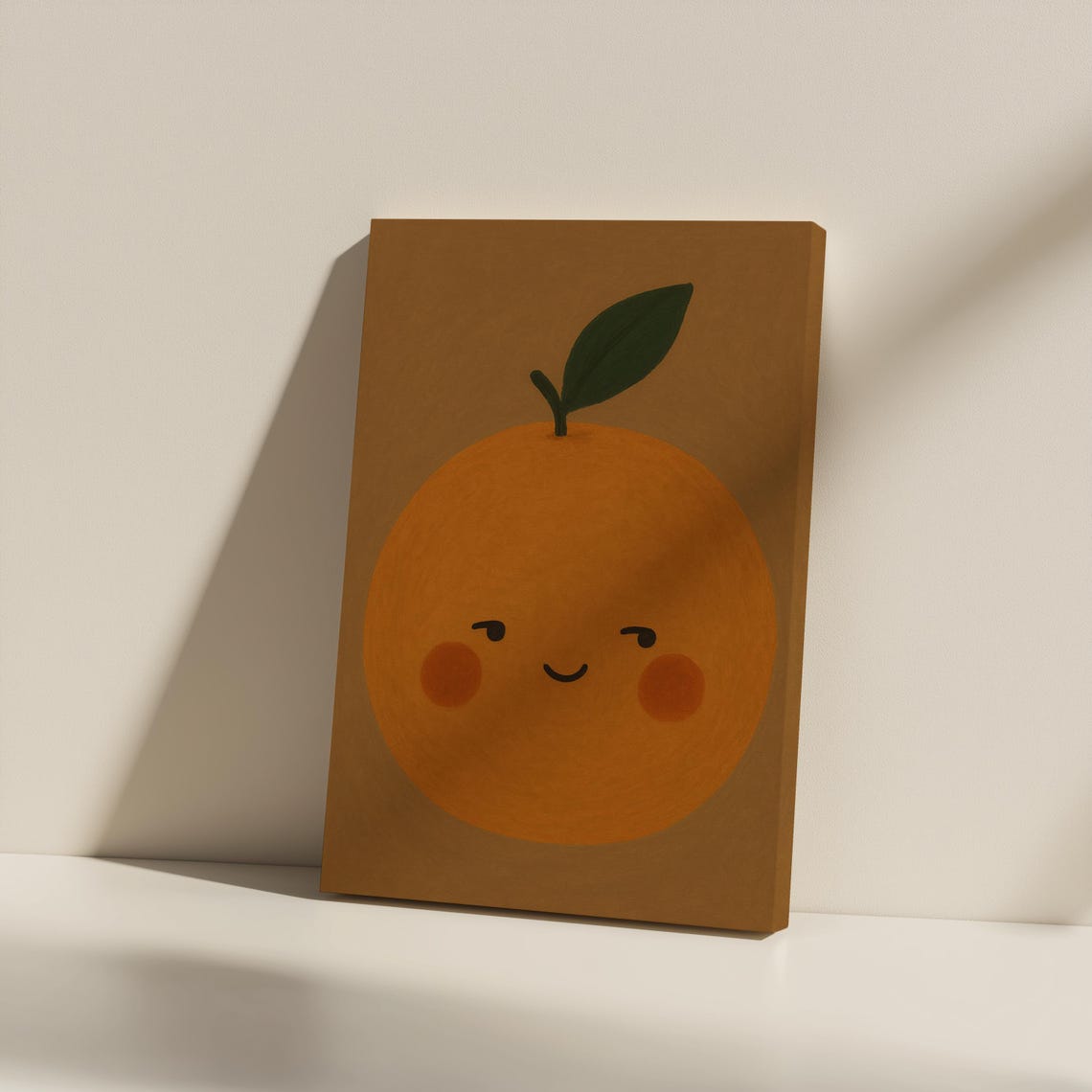 Smiling Orange Canvas Print Minimalist Kitchen Nursery Wall Art