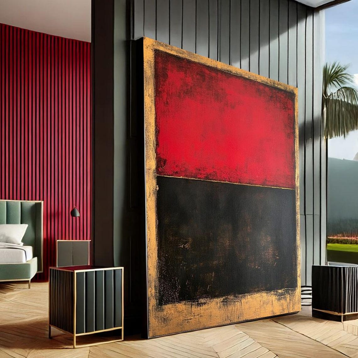 Rothko Inspired Red And Black Abstract Color Field Canvas Print