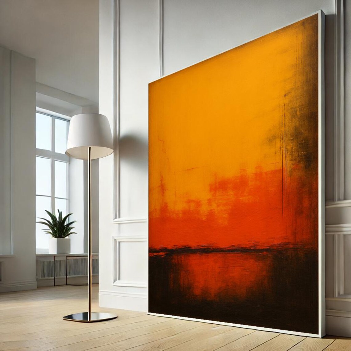 Orange Red Abstract Color Field Painting Poster for Modern Home